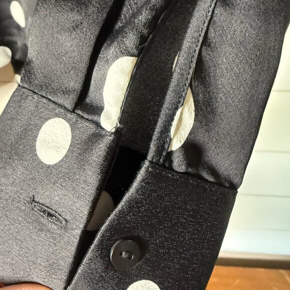 H & M Tie in Back Long Sleeve Black & White Polka-Dot Blouse- Sz 6 - Picture 7 of 9